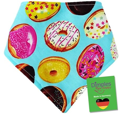 Dimples Hundehalstuch - Donuts - Halstuch, Bandana, Dreieckstuch für kleine mittlere und Grosse Hunde Welpen und Katzen - Tier Besitzer Geschenk - Handgemachtes Accessoire 25cm