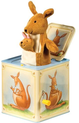 Schylling: Jack in Box - Kangaroo - Classic Pop-Up Music Toy, Momma & Baby Joey Finger Puppet, Plays Song Pop Goes The Weasel, Toddler & Kids 18mo+