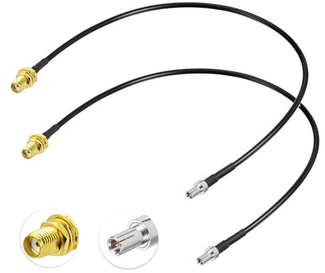 Eightwood SMA Kabel TS9 Antenne Adapter Kabel RG174 Koaxialkabel 30cm 2 STK | SMA Buchse auf TS9 Stecker Pigtail, 5G 4G LTE WLAN Antennen Verlängerung für Huawei Router UMTS HSDPA Hotspot GSM 2G 3G Modem