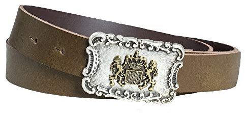 Enzianblau Echtleder Gürtel; Trachtengürtel; Bayerwappen; 2,5 cm breit; Gürtel passend zur Lederhose (80)
