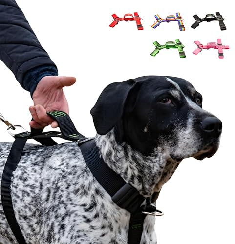 bub's No Pull - Hundegeschirr mit Griff für große Hunde, Anti-Zug-System (Größen: Halsumfang 43-74 cm, Brustumfang 59-94 cm) (Schwarz)