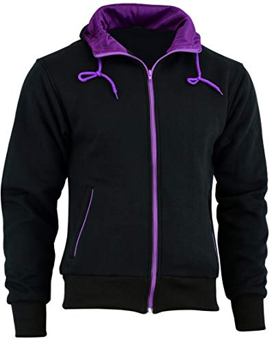 Speed MaxX PURPLE LADIES FLEECE HOODIE WOMENS REMOVABLE CE ARMOUR MOTORBIKE/MOTORCYCLE JACKET (M)