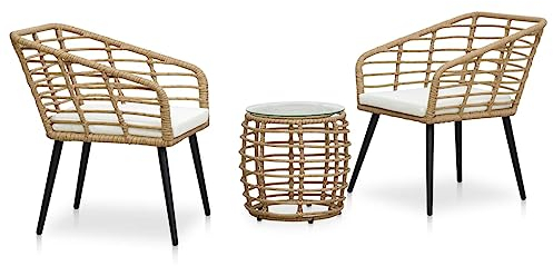 vidaXL 3-TLG. Bistro-Set Poly Rattan Eiche