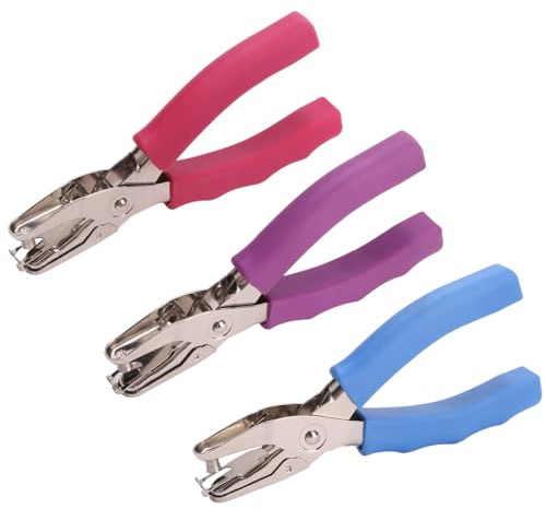 Craftinova 1 Hole Punch， 1/4 inch of Single Whole Punch，with Soft Grip Handles, with 6 Sheet Capacity, Perfect for Home Office School Supplies, can be Used for Labels and Greeting Cards，3 PCS