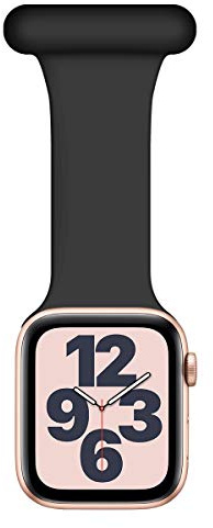 Wepro Strap Compatible with Apple Watch Strap 41mm 40mm 38mm, Infection Control Design Silicone Pin Fob for Nurses Midwive Doctor Healthcare Hiker, for iWatch Series SE/10/9/8/7/6/5/4, Black(NO WATCH)