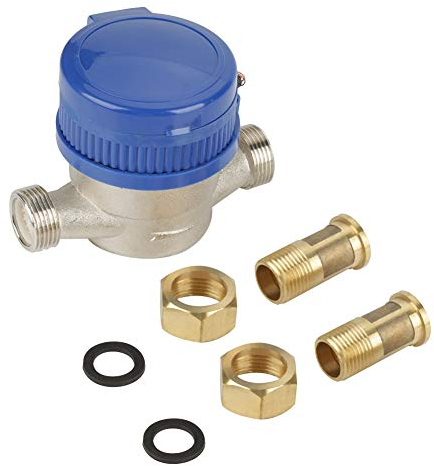 Paullice Wasserzähler - 15 mm 1/2 Zoll Kaltwasserzähler mit Armaturen für den Garten- und Heimgebrauch