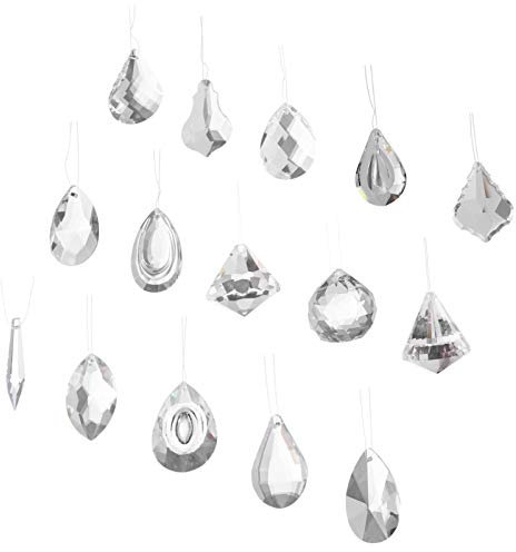 HEALLILY 15Pcs Kristallprismen Octogan Kristallperle Teardrop Kronleuchter Prisma Anh?nger für Lampe Dekoration Schmuckherstellung