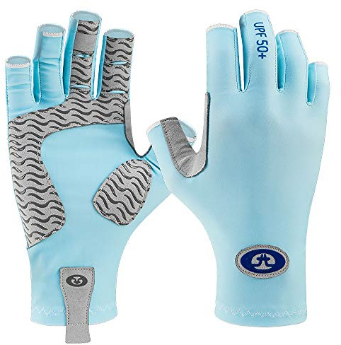 Flying Fisherman SunBandit Fingerless Fishing Gloves for Men & Women: UV Protection 50+, Great for Fishing, Kayak, Paddling, Rowing, Driving – PRO Series: Bahama Blue (G2210-S/M)