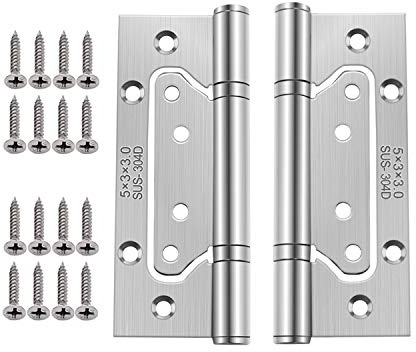 2pcs 5 Inch Home Door Hinges Ball Bearing Small Flush Hinge Non-Mortise Stainless Steel Brushed Nickel Smooth and Silent Movement Replacement Ball Bearing Mute (Silver)