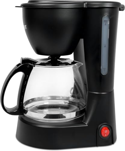 MUNTRADE Cafetera de Goteo 6 Tazas 550W Capacidad 0,6 Litros | Cafetera Americana con Sistema Antigoteo, 2 Modos de Uso, Filtro Removible y Cuchara
