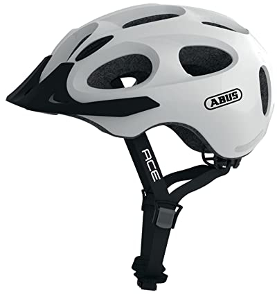 ABUS Stadthelm Youn-I ACE - mit integriertem LED-Rücklicht - Fahrradhelm für den Alltag - für Damen und Herren - Weiß Glänzend, S (48-54 cm​)