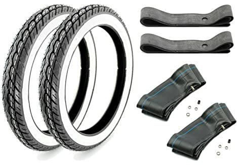 6-teiliges Set KENDA K418 4PR Weißwand Reifen 2,75 x 17 Zoll 41P TT + Schläuche & Felgenbänder für Kleinkraftrad und Motorrad
