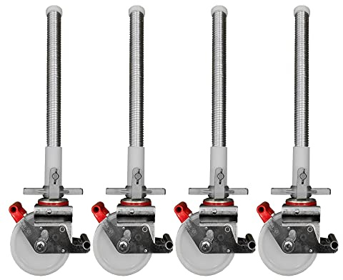 AC Steigtechnik Gerüstrollen 150 mm mit Stahlspindel, doppelt gebremst, lotrecht stehend, Set mit 4 Stück, passend zu verschiedenen Herstellern