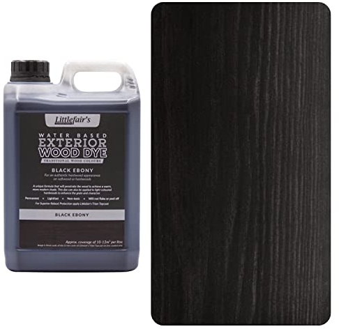 Littlefair's Holzlasur Außen 2.5ltr - Holzlasur Für Natürliche Holzmaserung - Wasserbasierte Holz Lasur - Schnell Trocknend, Schützt Und Umweltfreundlich - Farbe:Schwarzes Ebenholz)