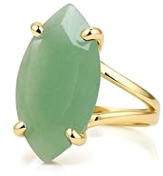 Bague En Aventurine Artisanale En Or 14k - Bague Marquise Pour Femme - Bijoux De Mode, Bagues En Cristal De Guérison, Bague De Mariage Unique - Taille Et Matériau Personnalisés
