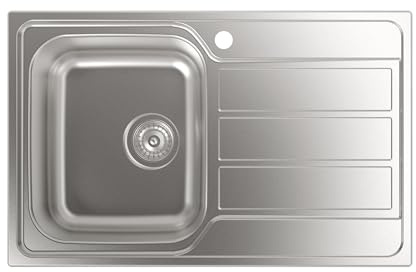 Cata Fregadero CDL-1 ED Sobre Encimera con Cubeta Cuadrada Escurridor Instalación Mueble 45 cm Base con Fondo Absorbente Accesorios Incluidos Acabado Acero Inoxidable