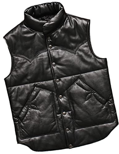 Baumwolle Gefütterte Warme Herren Weste Weste Mantel Rindsleder Schaffell Weskit Weste Für Herren Europäische Outwear Jacke Black Sheepskin M