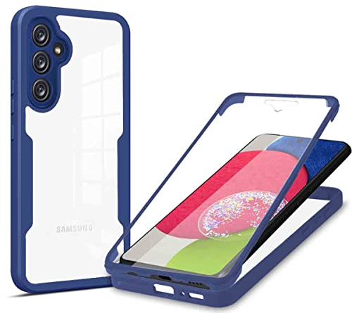 HAOYE Funda para Xiaomi Redmi Note 10 4G | Note 10s, 360 ​​Grados Shockproof Transparente Carcasa con Protector de Pantalla, Hard PC y Silicona TPU Tough Case Cover. Azul