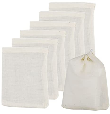 50 Pack Cotton Muslin Drawstring Bags,10 * 8cm 100% Cotton Reusable Mesh Bags Tea Coffee Filter Spices Storage
