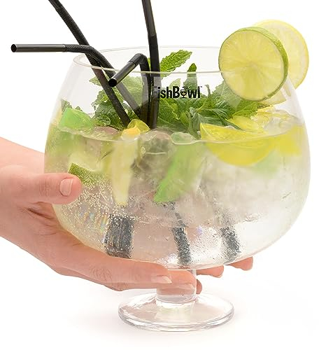 Fishbowl Grande bicchiere da cocktail da 3 l, in vetro, grande ciotola per pesci, misura extra large, 20 cm, singolo (3 litri)