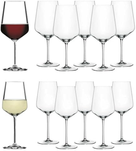 Spiegelau & Nachtmann, 12-teiliges Stielgläser-Set, Kristallglas, Rotweingläser 630 ml und Weißweingläser 440 ml, Style, 4670194