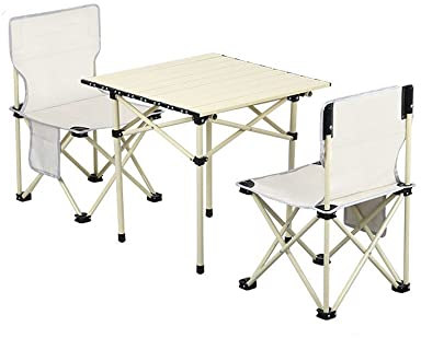 ZZBFHH Outdoor-Klapptisch und Stuhl-Set, Picknick-Campingtisch, Eierrollentisch aus Aluminiumlegierung, Klapptisch, Klappstuhl, Hocker (Farbe: Weiß, Größe: 3 Stück) (Weiß 7 Stück)