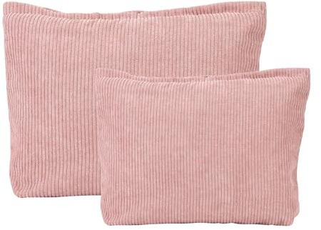 2 Pezzi Pochette Trucchi, Bustina Portatutto in Tela, Porta Trucchi da Borsa e Viaggio con Cerniera, Beauty Cosmetica Makeup Bag - Rosa (1 Grande + 1 Piccolo)