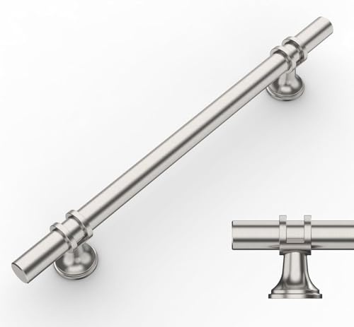 Amerdeco 10 Pack Brushed Satin Nickel Cabinet Pulls 6.3 Inch(160MM) Hole Centers Kitchen Cabinet Handles Cabinets Hardware Drawer Pulls AM002