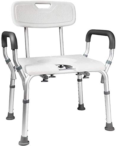 Duschsitz, Duschhocker, Duschstuhl, Nachtkommode, Duschstuhl, höhenverstellbar mit Armlehnen/Rückenlehne