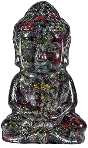 LeGDOr Drachenblut-Jaspis-Kristall-Buddha-Statue für den Innenbereich, kleine Stein-Buddha-Ornament für das Zuhause, Heilstein-Figur, Charme, Meditation, spirituell
