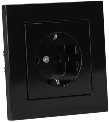 Jung SCHUKO Set Schwarz Serie A AC581SW Rahmen 1-fach + A1520KISW SCHUKO® Steckdose mit Berührungsschutz