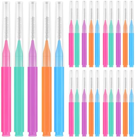 JECOMPRIS Cepillos Interdentales Compactos y Duraderos 50 de Acero Inoxidable y Pp para Limpieza Bucal para Higiene Dientes y Aparatos Ortodónticos