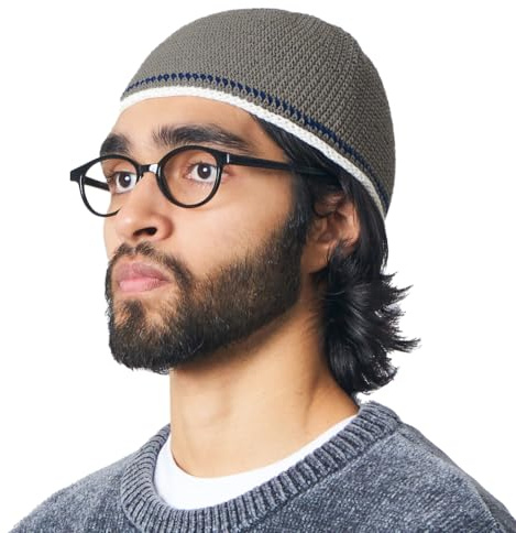 CHARM Beanie Herren Strick Mützen Namaz Takke | Dünne Häkel Skull Cap, Gebetsmütze, Kufi Fishermann, Elastische Häkelmütze Sommer, Japanischer Stil