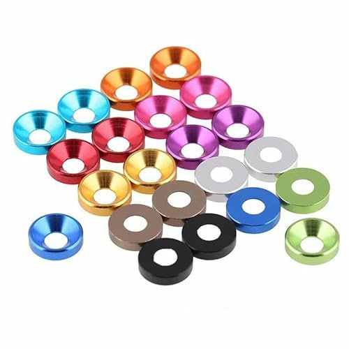 3-50 pièces M2 M2.5 M3 M4 M5 en alliage d'aluminium à tête fraisée rondelle tête boulon rondelles joint rondelle à tête plate-M2-10PCS-Orange