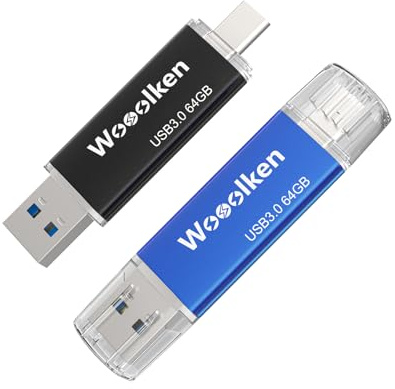 2 Stück USB Stick 3.0 64GB,WOOOLKEN Dual Type-C 2-in-1 | für Android Handy, Tablet, Computer, Notebook, MacBook)