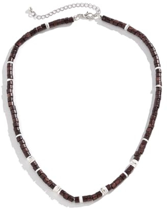 SHLWYG Holzperlen-Halskette (Farbe), Herren-Holzperlenkette, böhmische Schlüsselbeinkette, Persönlichkeitskette, modische Holzkette
