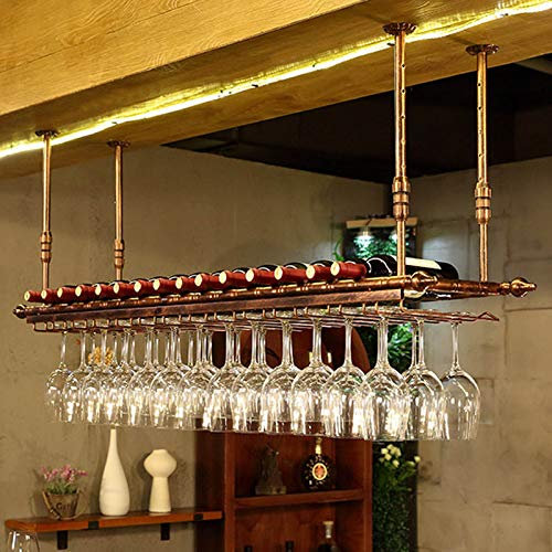 Wine Wall Mounted - Glass Carriers for Pubs Wine Glass Holders Hanging Under Shelf Glassware Holder Ceiling Wine Retro Decoration Shelf Bar Shelves (Black 60cm)