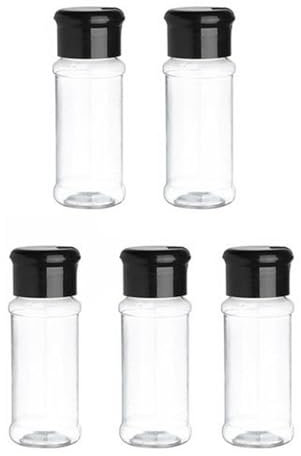 KGDUYC 5 pezzi barattoli vuoti per spezie- con coperchio aromatizzato, contenitori in plastica per condimenti barattolo di vetro pepe bottiglia barbecue spezie cucina aiutante strumento