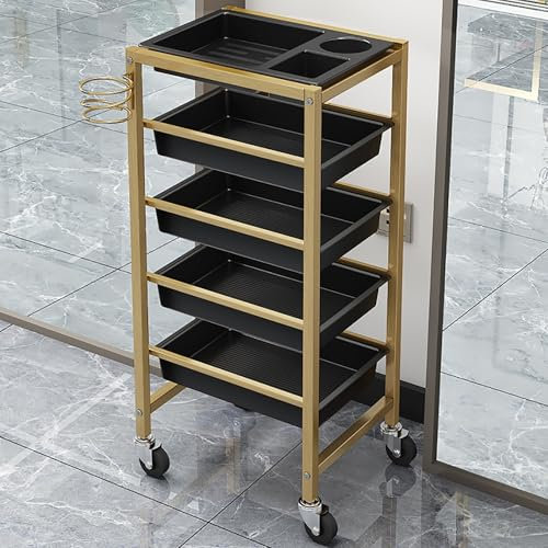 XRRJFYH Carro Peluqueria Carrito Auxiliar con Ruedas Carrito Peluqueria Carrito Organizador Carrito Almacenaje(Gold)