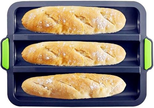 CTTPEG Moule à pain en silicone pour la cuisson de baguettes françaises/pains à hot dog, moule à baguette en silicone, moule à gâteau à faire soi-même