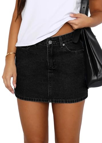 DEICAEVO Y2K - Minigonna in Denim da Donna a Vita Bassa | Gonna casual in denim elasticizzato con cerniera