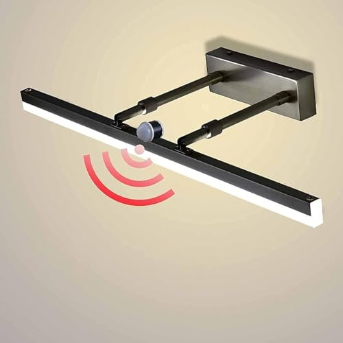 Modern LED Bathroom Mirror Light with Switch Black Over Mirror Lighting Fixture with Neutral Light for Indoor Use