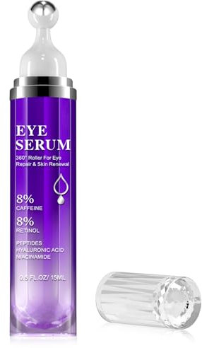 8% crema per gli occhi di caffeina con sfera massaggiante a 360° – Siero per il trattamento sotto gli occhi per rughe, linee sottili e tonificanti, occhiaie e gonfiore, cura della pelle e borse per