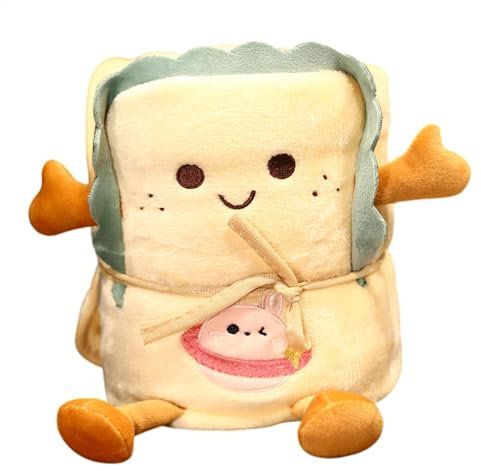 Lunaobrik 2 in 1 Kuscheldecke, Kinderdecke,2-in-1 Toastdecke aus Plüsch | Weiche Reisedecke mit gepolstertem Kissen Kompakt Cartoon für