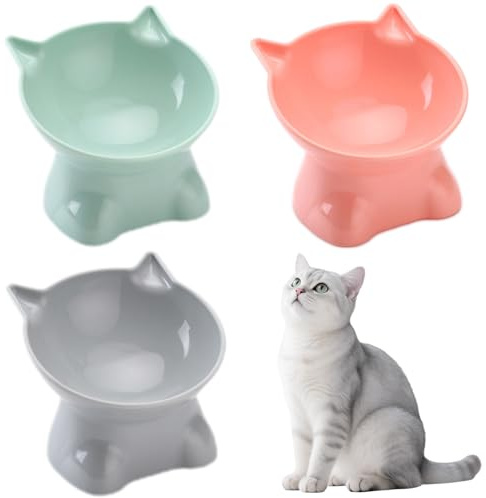 3 Pezzi ciotole per gatti rialzate e inclinate,ciotola acqua gatto