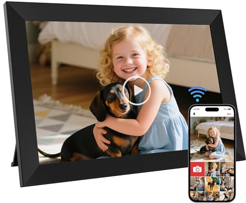 GGUA 10.1 Inch Digital Photo Frame Wifi Built in 32GB Memory, 1280x800 IPS LCD Touchscreen, Auto-Rotate and Audio, Quick and Easy Share Photos or Videos via the Frameo App, the Best Choice for Gifting