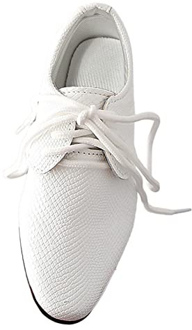 FGUUTYM Chaussures pour enfant garçon 30 lacets - Style britannique - Chaussures de mariage en cuir - Chaussures de danse - Chaussures de costume pour bébé - Chaussures d'uniforme, Blanc., 29 EU
