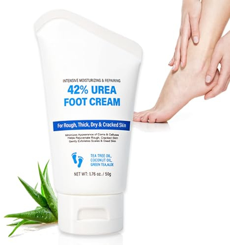 Urea Creme 42% gegen Hornhaut, Risse & Schrunden - Fußcreme Trockene Füße für intensive Feuchtigkeit & glatte Haut - Hornhautentferner Creme mit Aloe Vera - Urea Fußcreme für Rissige Reparatur