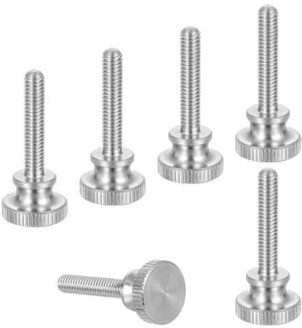 sourcing map Lot de 6 vis moletées M5 x 20 mm, vis moletées à tête diamant en acier inoxydable 304, boulons à tête moletée métriques avec boutons de préhension à l'épaule, attaches filetées serrées à