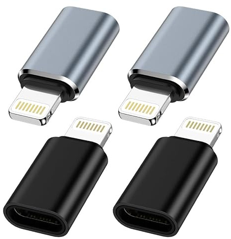 USB C auf Lightning Adapter (4 Stück), Adapter USBC auf Lightning für iPhone 14 13 12 11 Pro Max i-Pad, USB C iPhone Adapter Unterstützt Schnelles Laden/Datenübertragung, Nicht für Kopfhörer/Audio/OTG